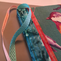 Ribbon bookmarks in book with traditional case binding