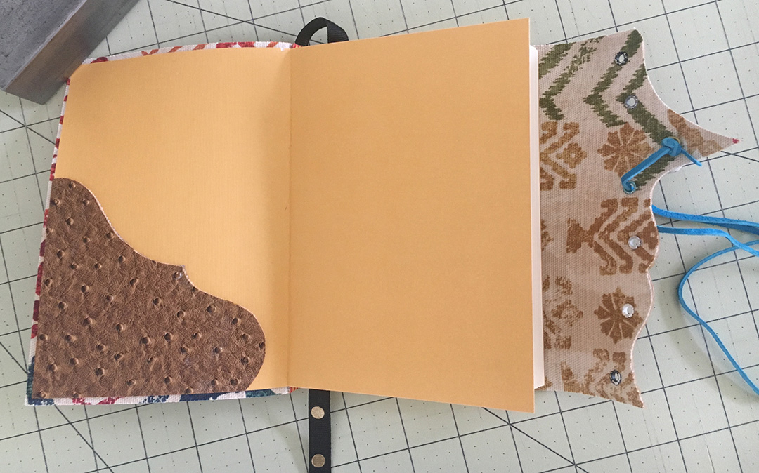 Inside Faux Leather Wrapped Journal with Decorative Pocket