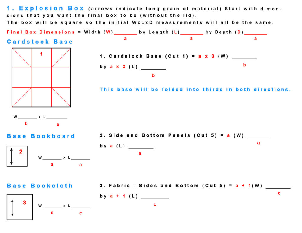 Explosion Box Measurements Worksheet 1