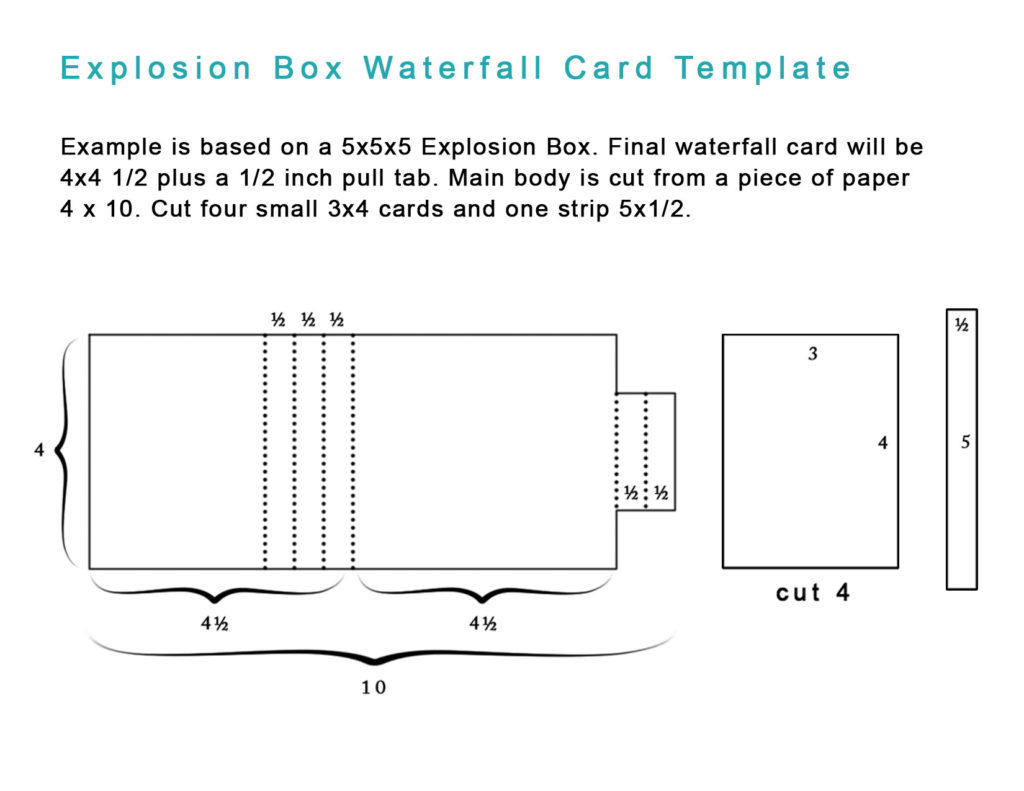 Explosion Box Waterfall Card Template Worksheet