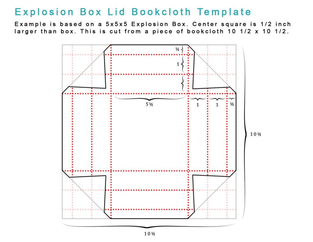 Explosion Box Lid Bookcloth Template