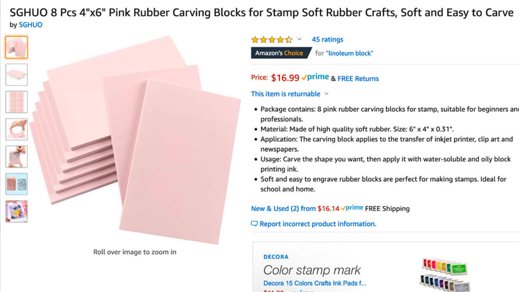 Making Rubber Stamps Generic Soft Rubber to Carve