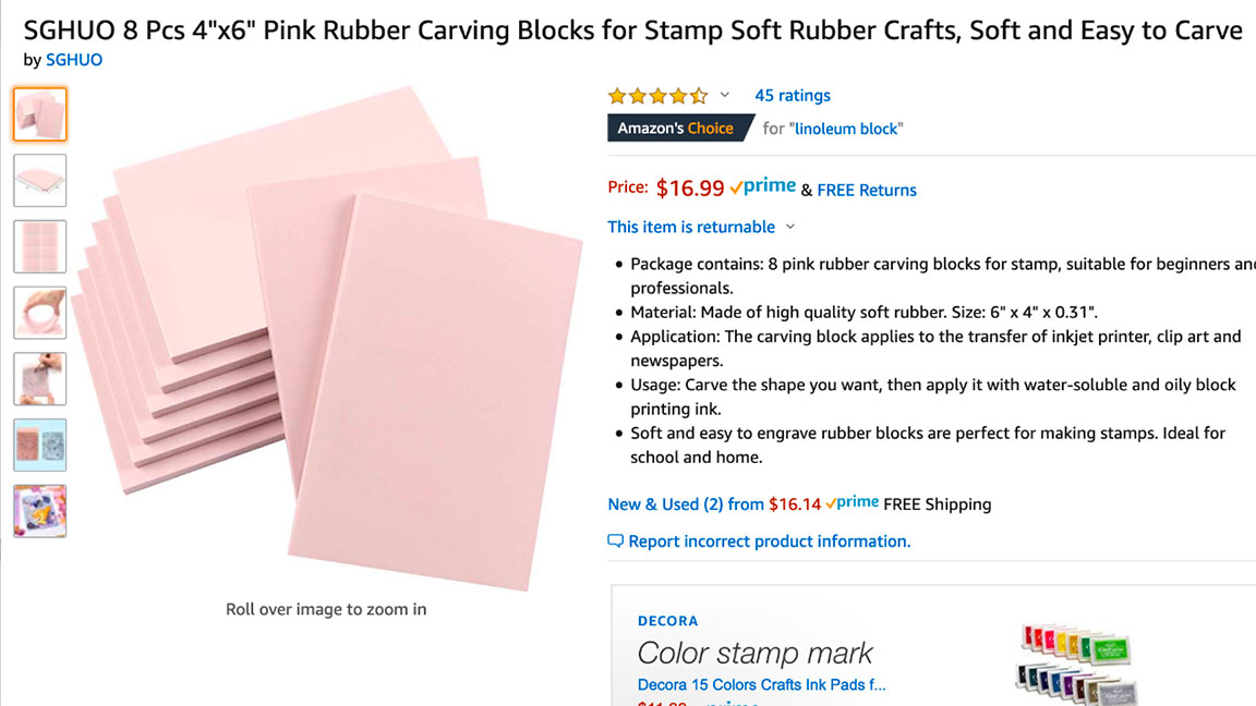 Rubber Block Stamp Carving Blocks Stamp Making Kit with Cutter Tools,  Carving Rubber Stamps for Printmaking, Printing and More - Option 2