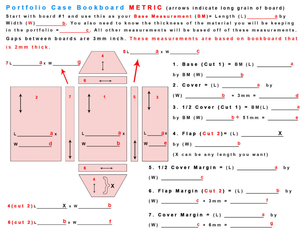 Hardbound Portfolio Bookboard Worksheet METRIC