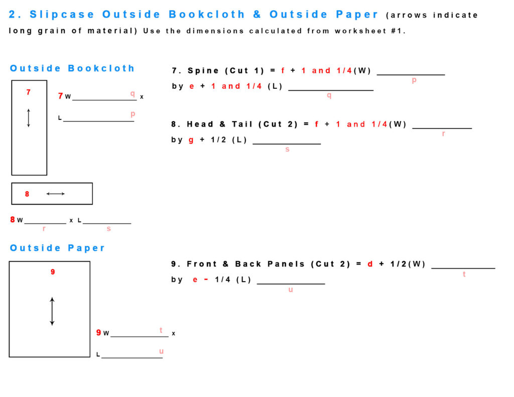 Slipcase Bookcloth Worksheet