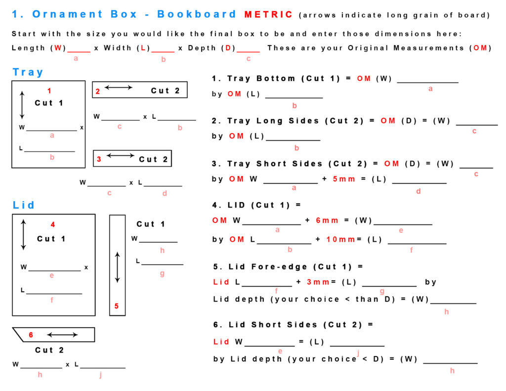 Ornament Box Bookboard Worksheet Metric Measurements
