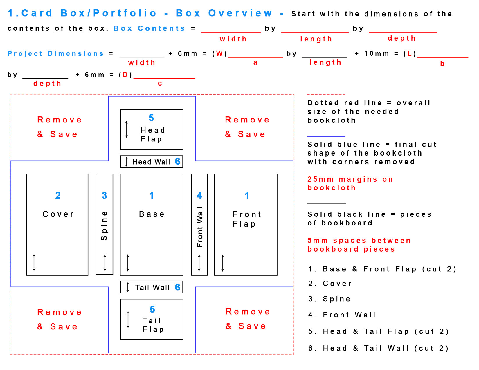 Any Size Box Worksheet.pdf Card Box / Portfolio Box Worksheets • Handmade Books and Journals